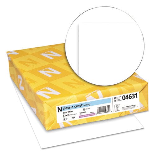 Neenah Paper Classic Crest Stationery 97 Bright 24 Lb Bond Weight 8.5 X 11 Solar White 500/ream - Office - Neenah Paper