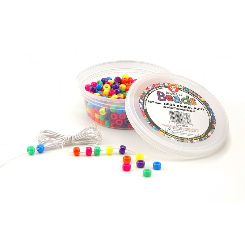 Neon Barrel Beads (Pack of 6) - Beads - Hygloss Products Inc.