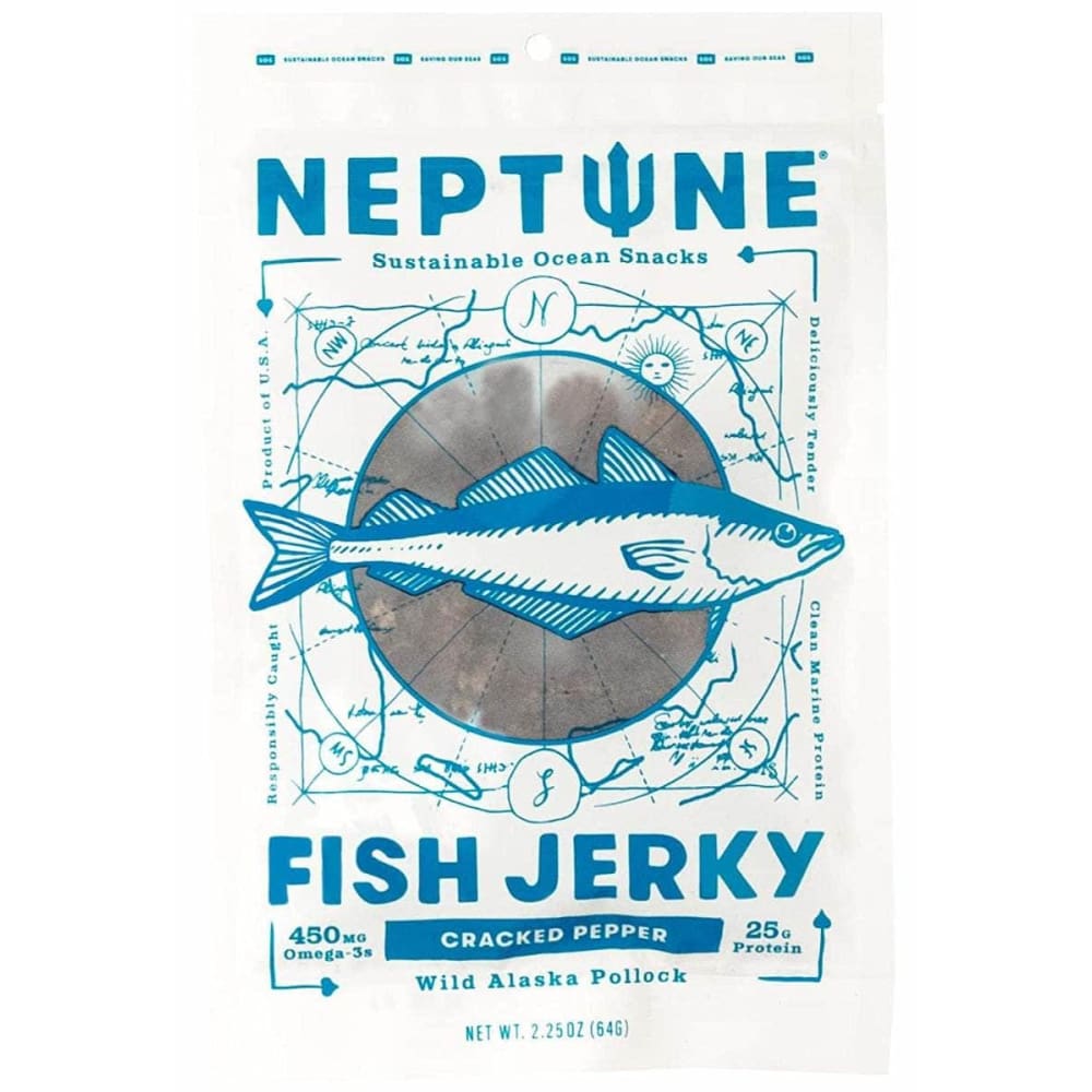 NEPTUNE Grocery > Snacks NEPTUNE: Cracked Pepper Wild Alaska Pollock Fish Jerky, 2.25 oz