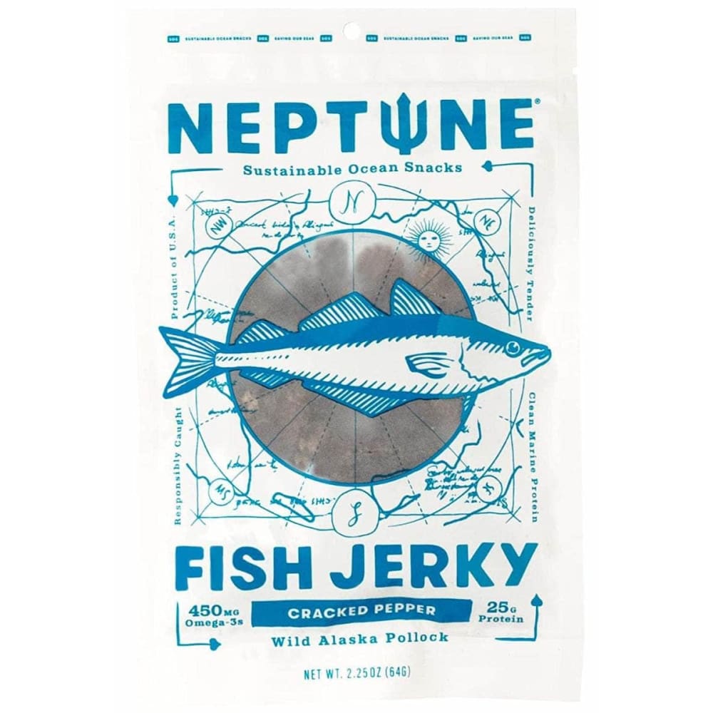 NEPTUNE Grocery > Snacks NEPTUNE: Cracked Pepper Wild Alaska Pollock Fish Jerky, 2.25 oz