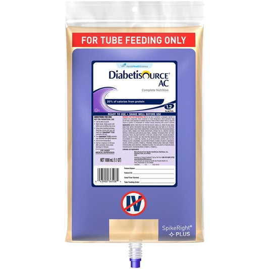 Nestle Diabetisource Ac 1000Ml Spikeright Plus Case of 6 - Nutrition >> Nutritionals - Nestle