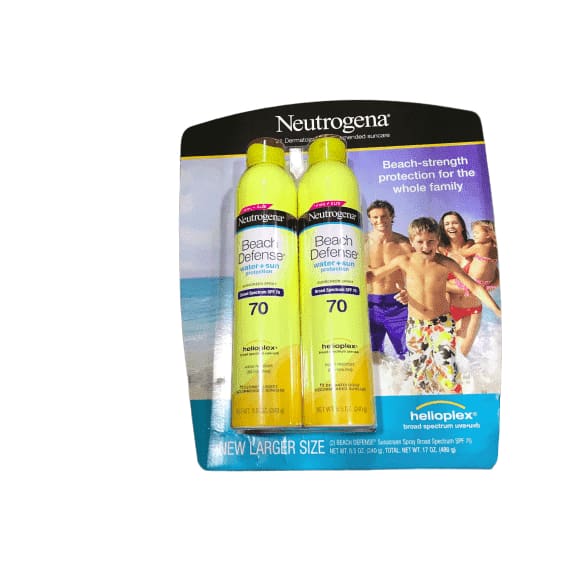 Neutrogena Beach Defense Spray Sunscreen Broad Spectrum SPF 70, 2x 8.5 Oz - ShelHealth.Com