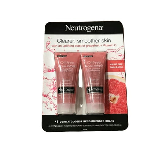 Neutrogena Oil-Free Pink Grapefruit Acne Face Wash Foaming Scrub with Salicylic Acid Acne Treatment, 2 pk./6.7 fl. oz. - ShelHealth.Com
