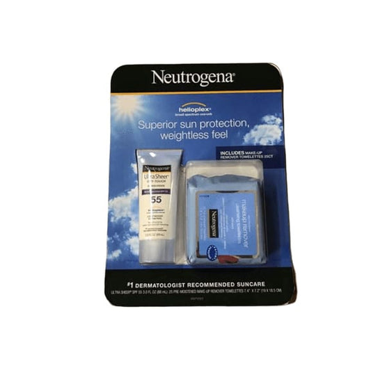 Neutrogena Ultra Sheer Dry-Touch Sunscreen SPF 55, 3 fl. oz. with Makeup Remover Cleansing Towelettes, 25 ct. - ShelHealth.Com