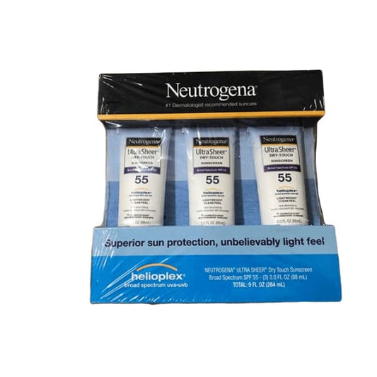 Neutrogena Ultra Sheer Dry-Touch Water Resistant SPF 55 Sunscreen Lotion, 3 pk./3 oz. - ShelHealth.Com