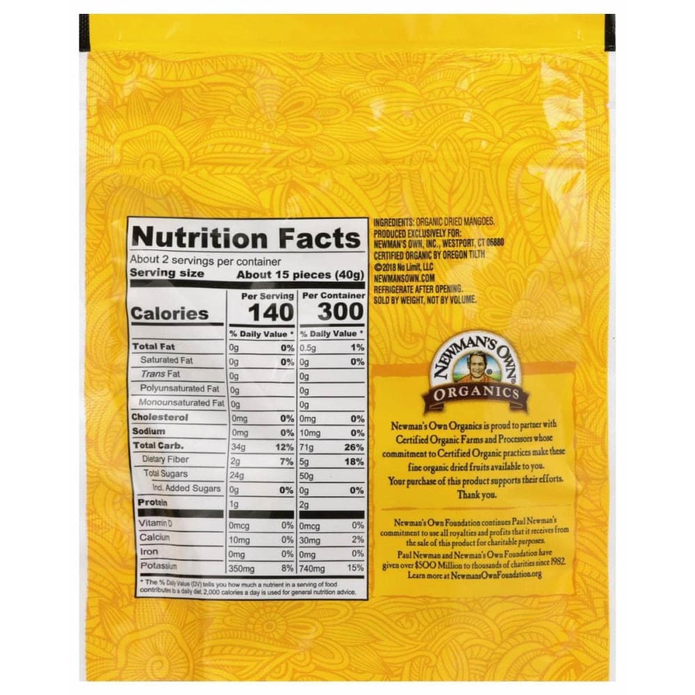 NEWMANS OWN ORGANIC Newmans Own Organic Dried Mango Strips Organic, 3 Oz