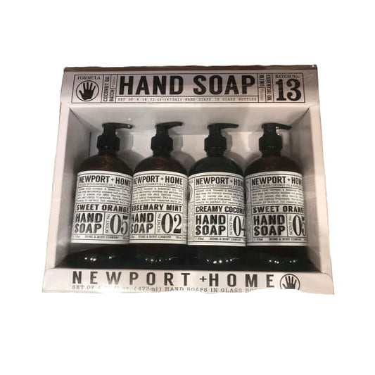 Newport Home Hand Soap Collection 16 FL/473ml each Infused With Coconut Essential Oils, Rosemary Mint, Creamy Coconut & Sweet Orange, Set of 4 - ShelHealth.Com