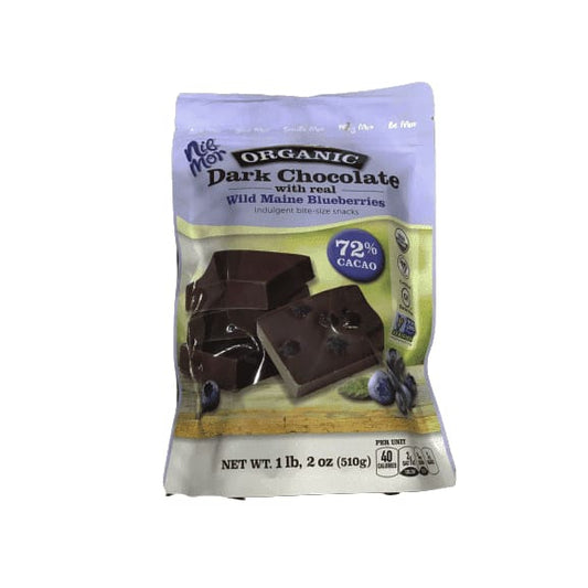 NibMor Organic Dark Chocolate Pieces with 72% Cacao - Wild Maine Blueberries, 18 Ounce - ShelHealth.Com