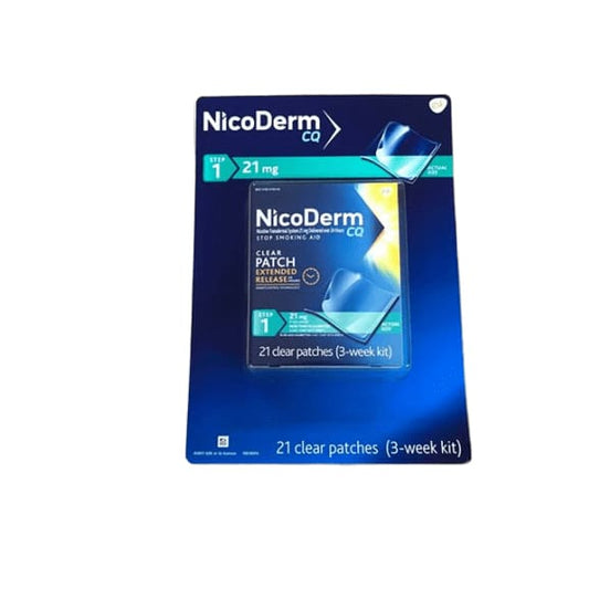 NicoDerm CQ 21mg Step 1 Clear Nicotine Patches, 21 ct. - ShelHealth.Com