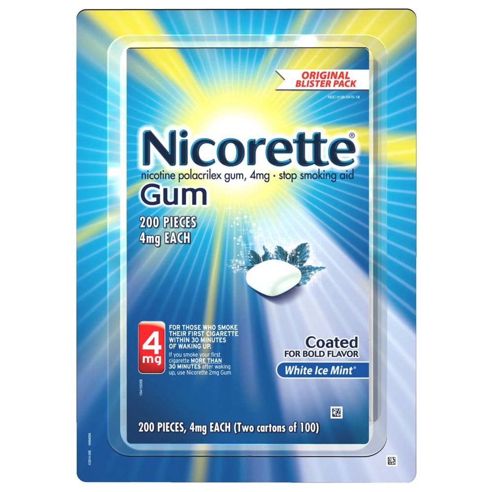Nicorette 4mg Gum White Ice Mint (100 ct. 2 pk.) - Smoking Cessation Aids - Nicorette 4mg