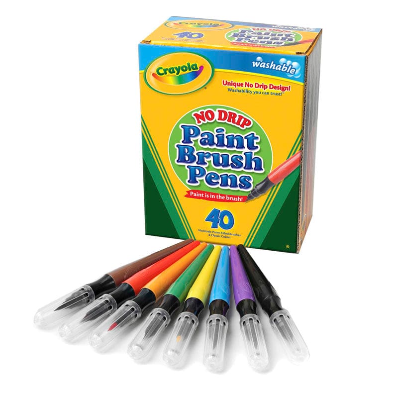 No Drip Paint Brush Pens 40Ct Washable - Paint - Crayola LLC