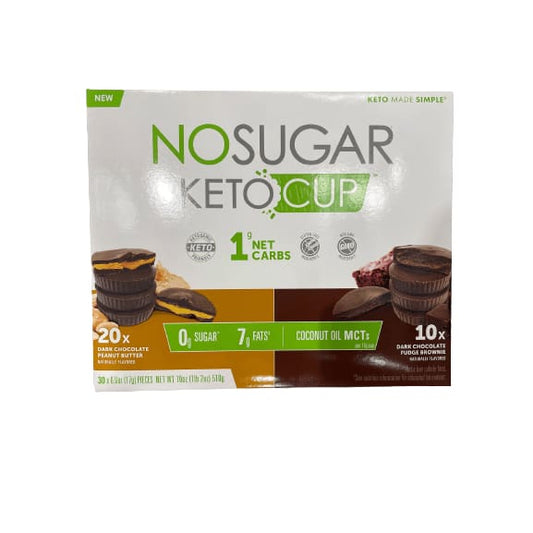 No Sugar No Sugar Keto Cups - Dark Chocolate Fudge Brownie & Dark Chocolate Peanut Butter - 30 Count