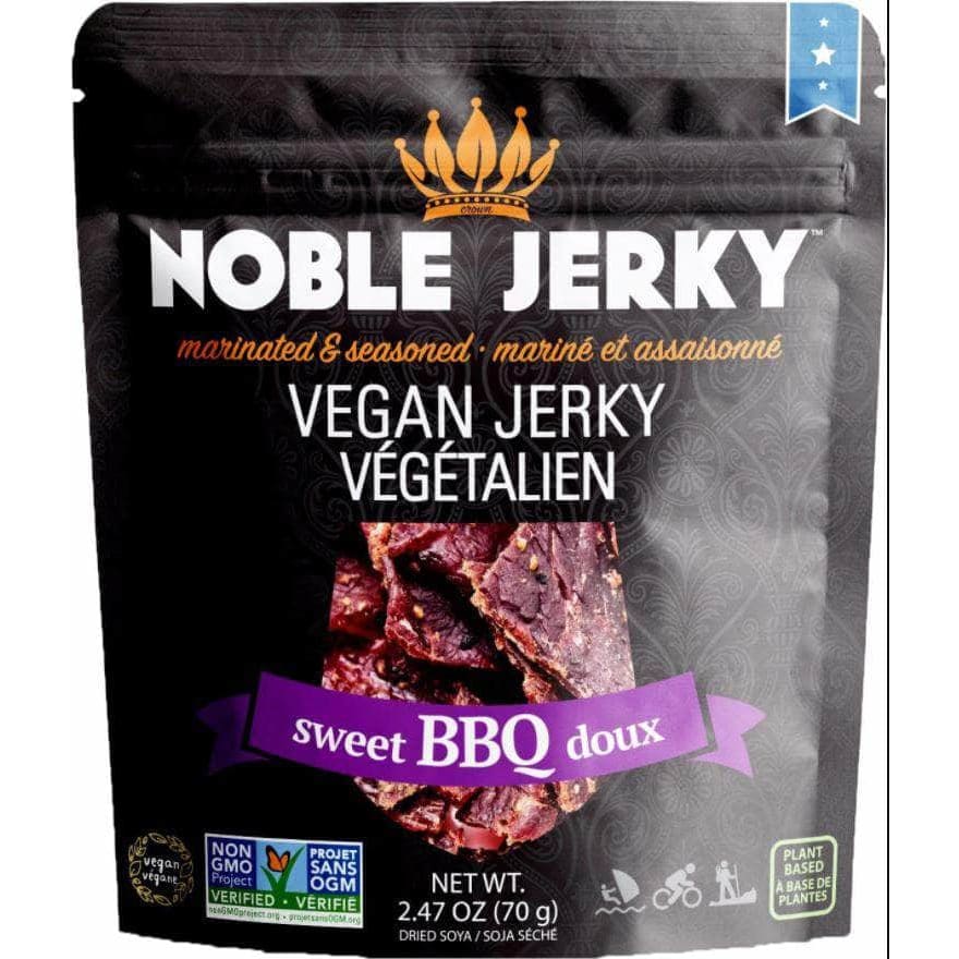 NOBLE JERKY Grocery > SHELF STABLE JERKY & MEAT SNACKS NOBLE JERKY: Sweet Bbq Vegan Jerky, 2.47 oz