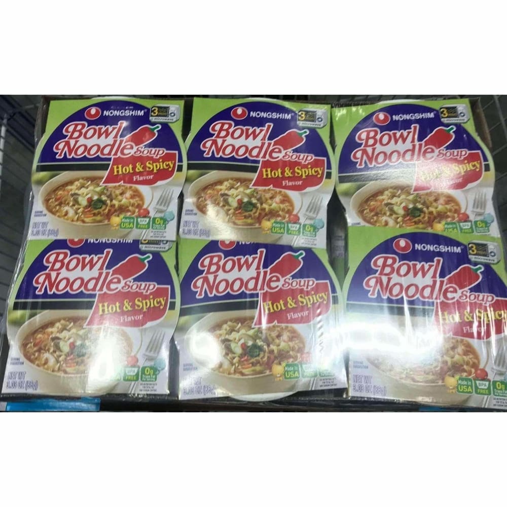 NongShim Bowl Noodle Soup, Hot & Spicy, 3.03 Ounce (Pack of 18) - ShelHealth.Com
