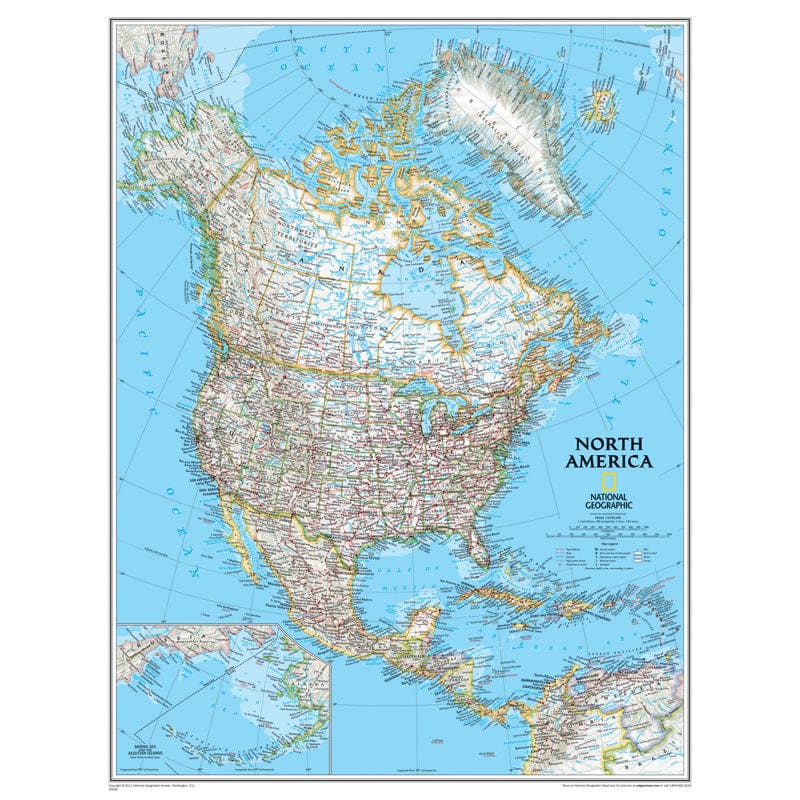 North America Wall Map 24 X 30 - Maps & Map Skills - National Geographic Maps