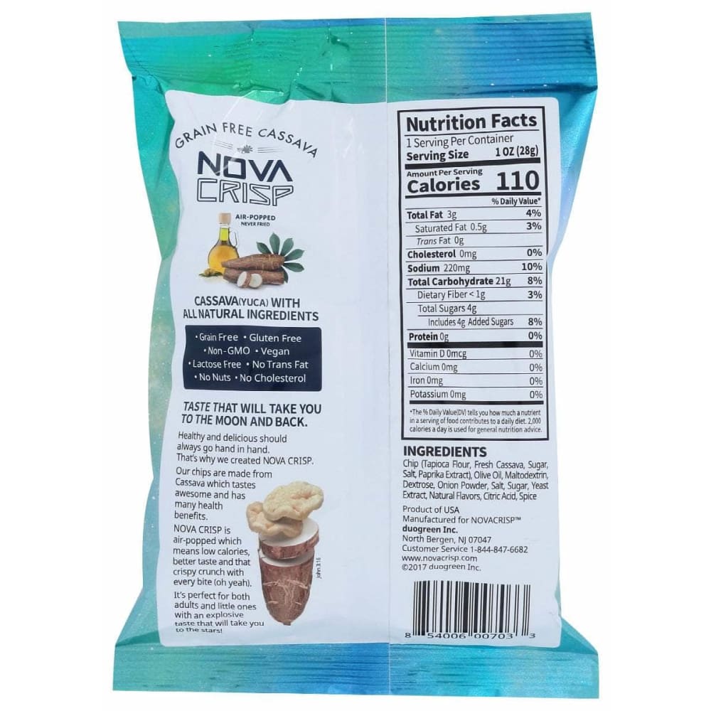 NOVACRISP Novacrisp Chips Cassave Maui Onion, 1 Oz