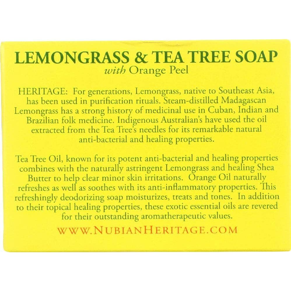 NUBIAN HERITAGE Nubian Heritage Bar Soap Lemongrass And Tea Tree With Orange Peel, 5 Oz