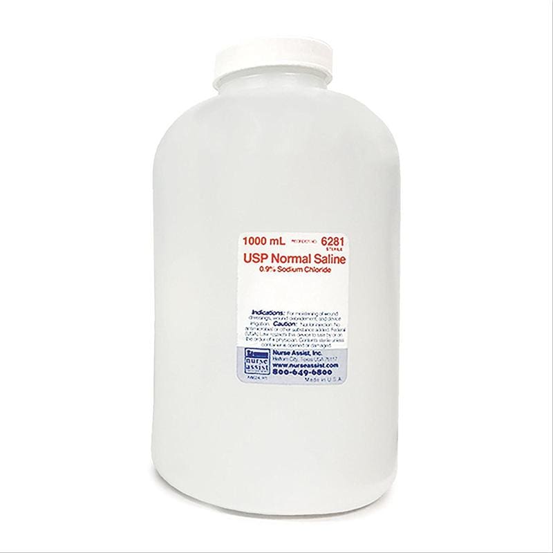 Nurse Assist.9% Nacl 1000Ml Bottle Irrigation Case of 6 - Wound Care >> Basic Wound Care >> Irrigation Solution - Nurse Assist