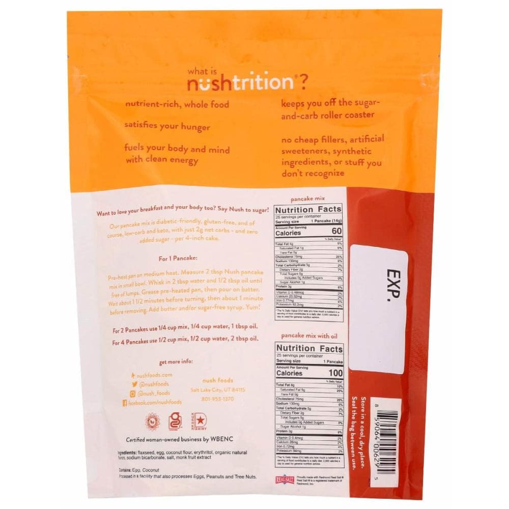 NUSH Grocery > Cooking & Baking NUSH: Pancake Keto Mix, 12.3 oz