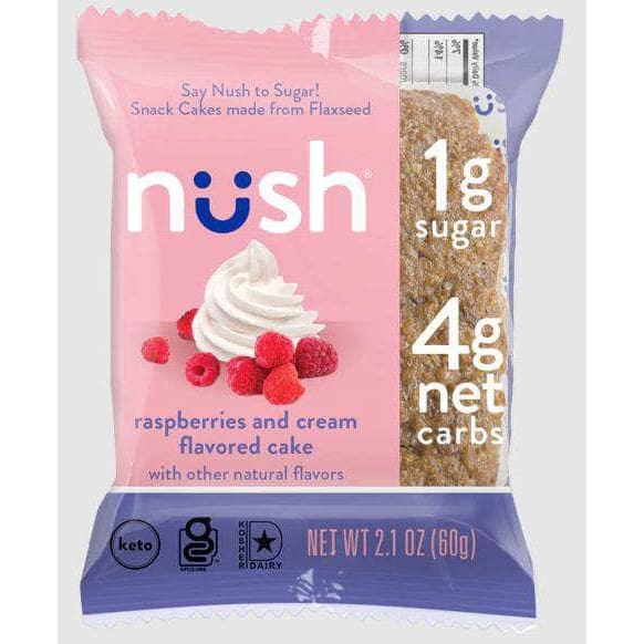 NUSH Grocery > Nutritional Bars NUSH: Raspberries and Cream Flavored Cake, 2.1 oz