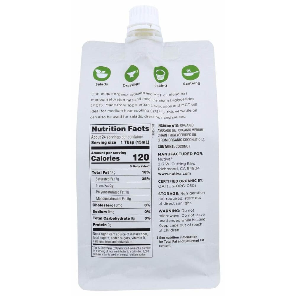 NUTIVA Nutiva Avocado Mct Oil Blnd, 12 Oz