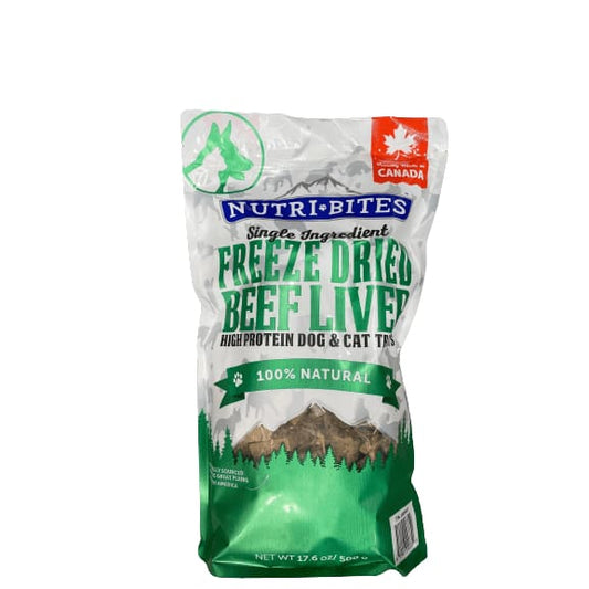 Nutri Bites Nutri Bites Beef Liver Dog Cat Treats Freeze Dried High Protein Premium Quality Single Ingredients, 17.6 Oz