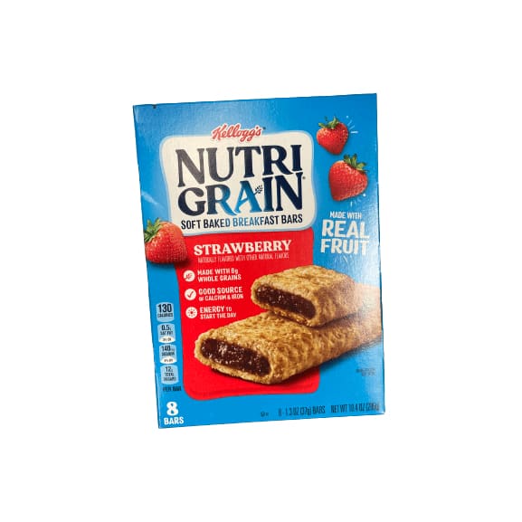 Kellogg's Nutri-Grain Nutri-Grain Soft Baked Breakfast Bars, Strawberry, 8 Ct, 10.4 Oz, Box