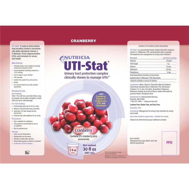 Nutricia Uti-Stat Cranberry Unit Dose Case of 96 - Nutrition >> Nutritional Supplements - Nutricia