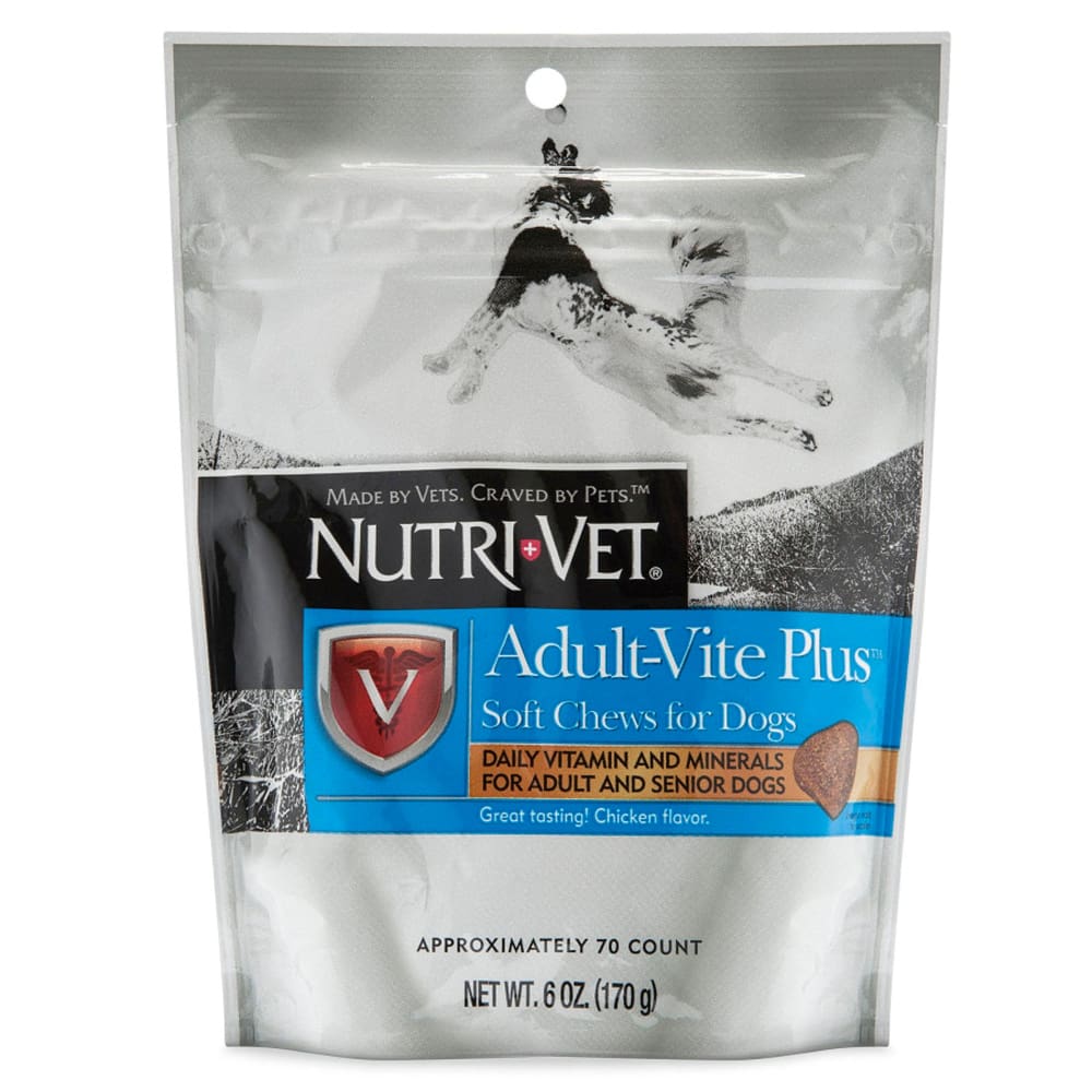 NutriVet AdultVite Plus Soft Chew Vitamins for Adult Senior Dogs Chicken 6oz 1ea-6 oz; 70 ct - Pet Supplies - NutriVet