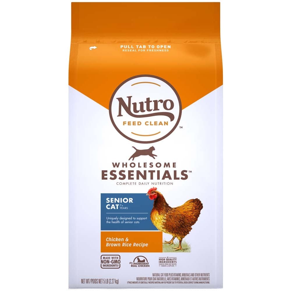Nutro Products Wholesome Essentials Senior Chicken & Brown Rice Dry Cat Food 5 lb - Pet Supplies - Nutro