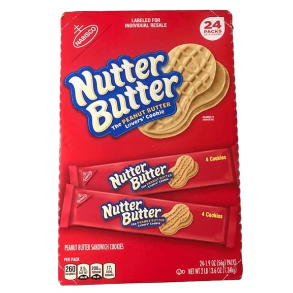 Nutter Butter Sandwich Cookies, 1.9 oz, 24-count - ShelHealth.Com