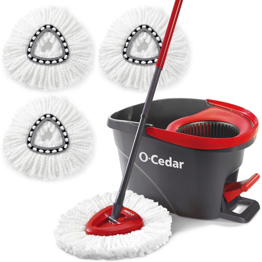 O-Cedar Easy Wring Spin Mop & Bucket System with 3 Extra Refills - Cleaning Carts & Tools - O-Cedar Easy