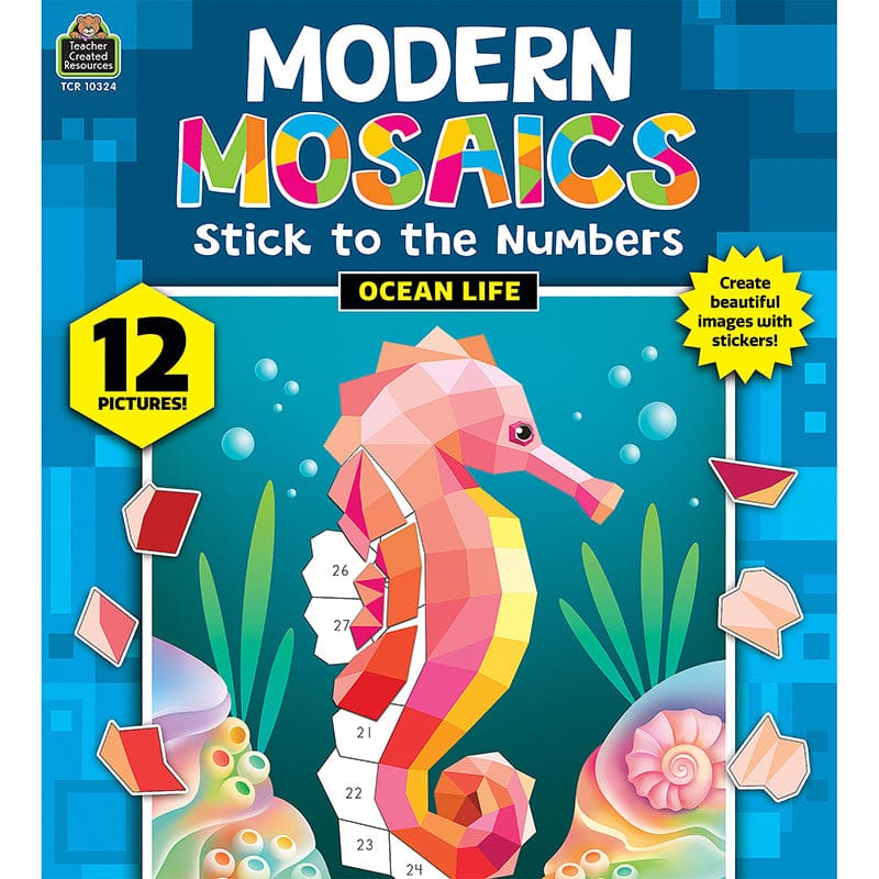 Ocean Life Modern Mosaics Stick To The Numbers (Pack of 6) - Art Activity Books - Teacher Created Resources