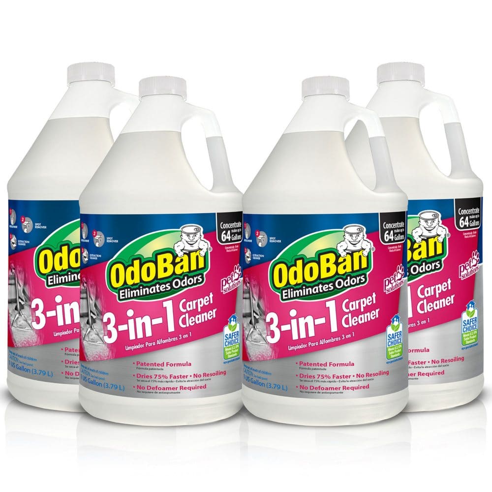 OdoBan 3-in-1 Concentration Carpet Cleaner Solution Fragrance Free (1 gal. 4 pk.) - Cleaning Supplies - OdoBan 3-in-1