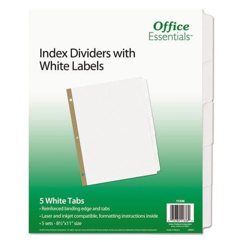 Office Essentials Index Dividers With White Labels 5-tab 11 X 8.5 White 5 Sets - School Supplies - Office Essentials™