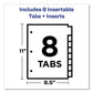 Office Essentials Plastic Insertable Dividers 8-tab 11 X 8.5 Clear Tabs 1 Set - School Supplies - Office Essentials™