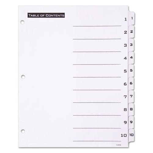 Office Essentials Table ’n Tabs Dividers 10-tab 1 To 10 11 X 8.5 White White Tabs 1 Set - Office - Office Essentials™