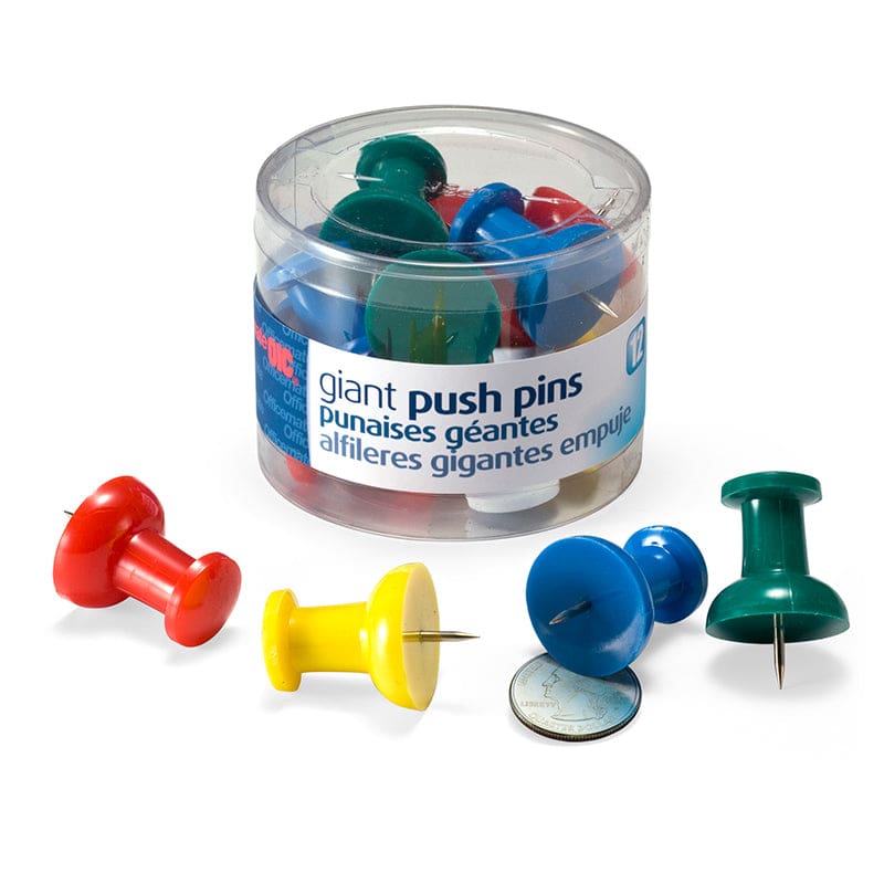 Officemate Giant Push Pins 12/Tub (Pack of 10) - Push Pins - Officemate LLC