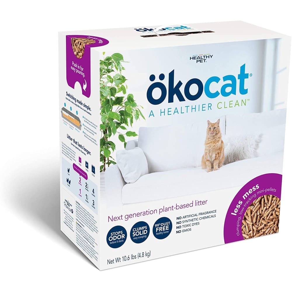 Okocat Litter Natural Wood Long Hair Breeds Clumping Cat Litter 22.2 lb - Pet Supplies - Okocat