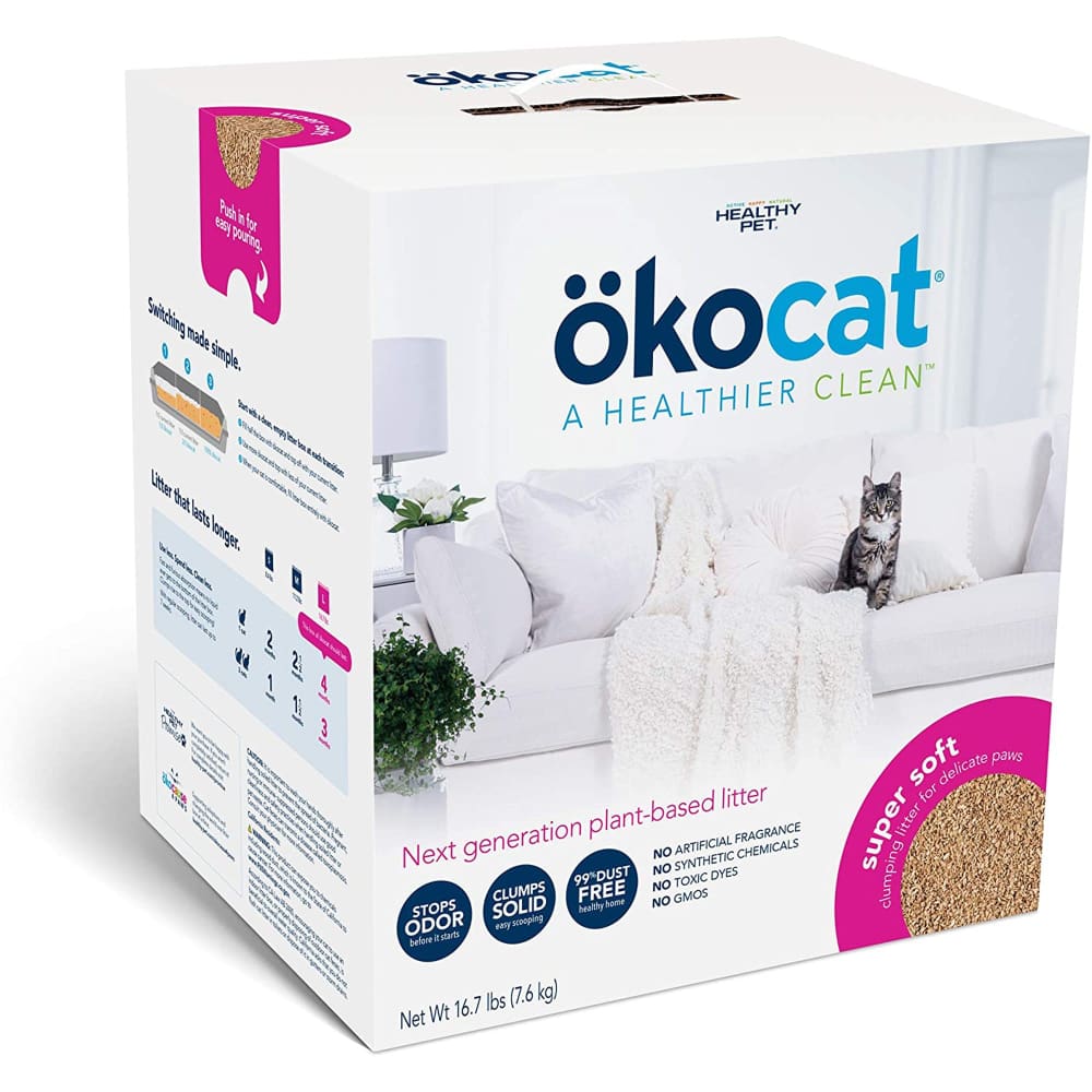 Okocat Litter Super Soft Clumping Wood Cat Litter 16.7 lb - Pet Supplies - Okocat