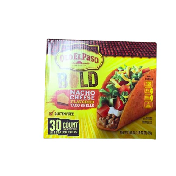 Old El Paso Stand 'n Stuff Nacho Cheese Flavored Taco Shells, 30 Count, 16.2 Ounce - ShelHealth.Com