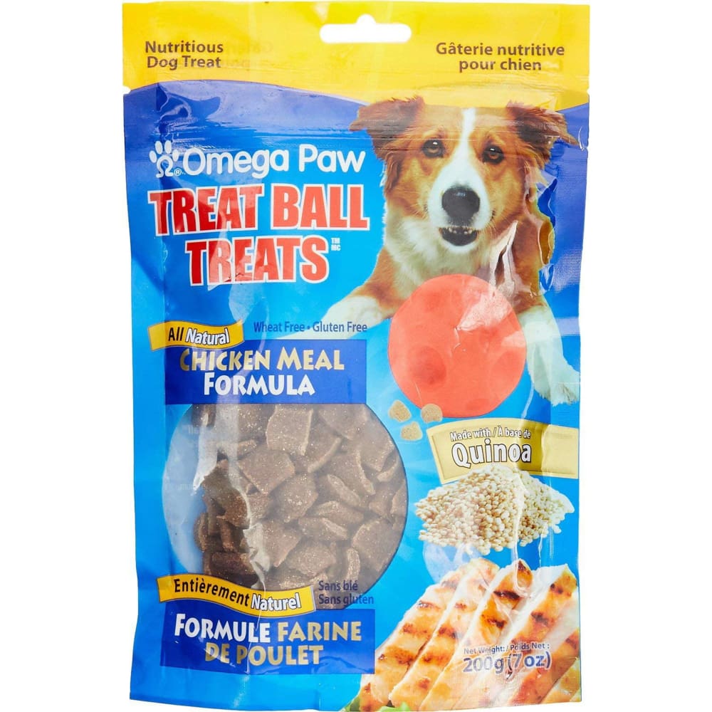 Omega Paw Tricky Treat Ball Dog Treats Chicken 7 oz ShelHealth