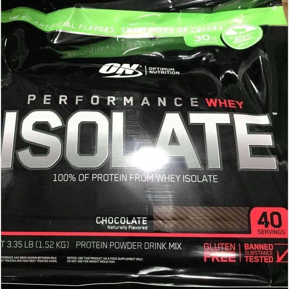 Optimum Nutrition Performance Whey Isolate Protein (30g) Powder, Chocolate, 40 servings - ShelHealth.Com