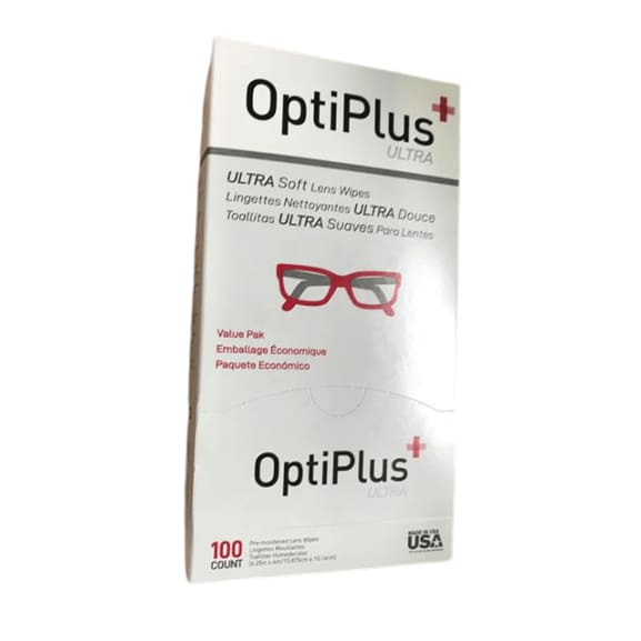 OptiPlus Ultra Soft Lens Wipes, 100 Count - ShelHealth.Com