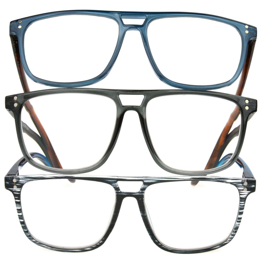 OPTIQUE Trifecta Aviator Reading Glasses (3 pack) - Reading Glasses & Blue Light Glasses - OPTIQUE