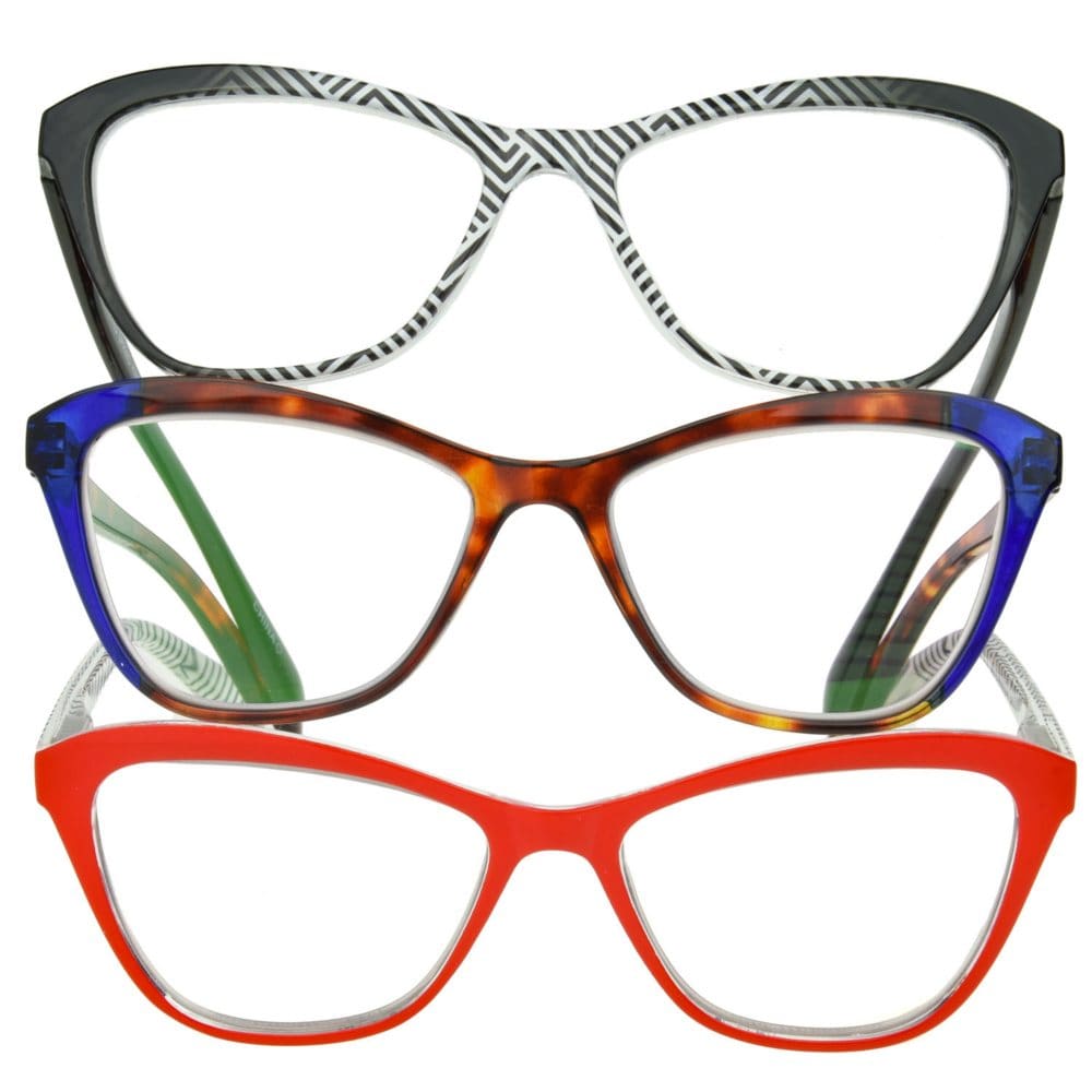 OPTIQUE Trifecta Cateye Reading Glasses (3 pack) - Reading Glasses & Blue Light Glasses - OPTIQUE