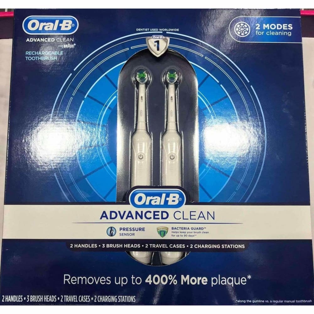 Oral B Advanced Clean Toothbrushes, 2 Count - ShelHealth.Com