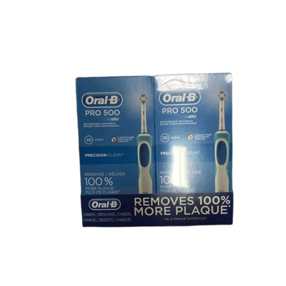 Oral-B Pro 500 Rechargeable Toothbrush, 2 pk. - ShelHealth.Com