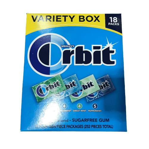 Orbit Sugar Free Chewing Gum, Variety Pack - 18 ct (252 pcs) - ShelHealth.Com