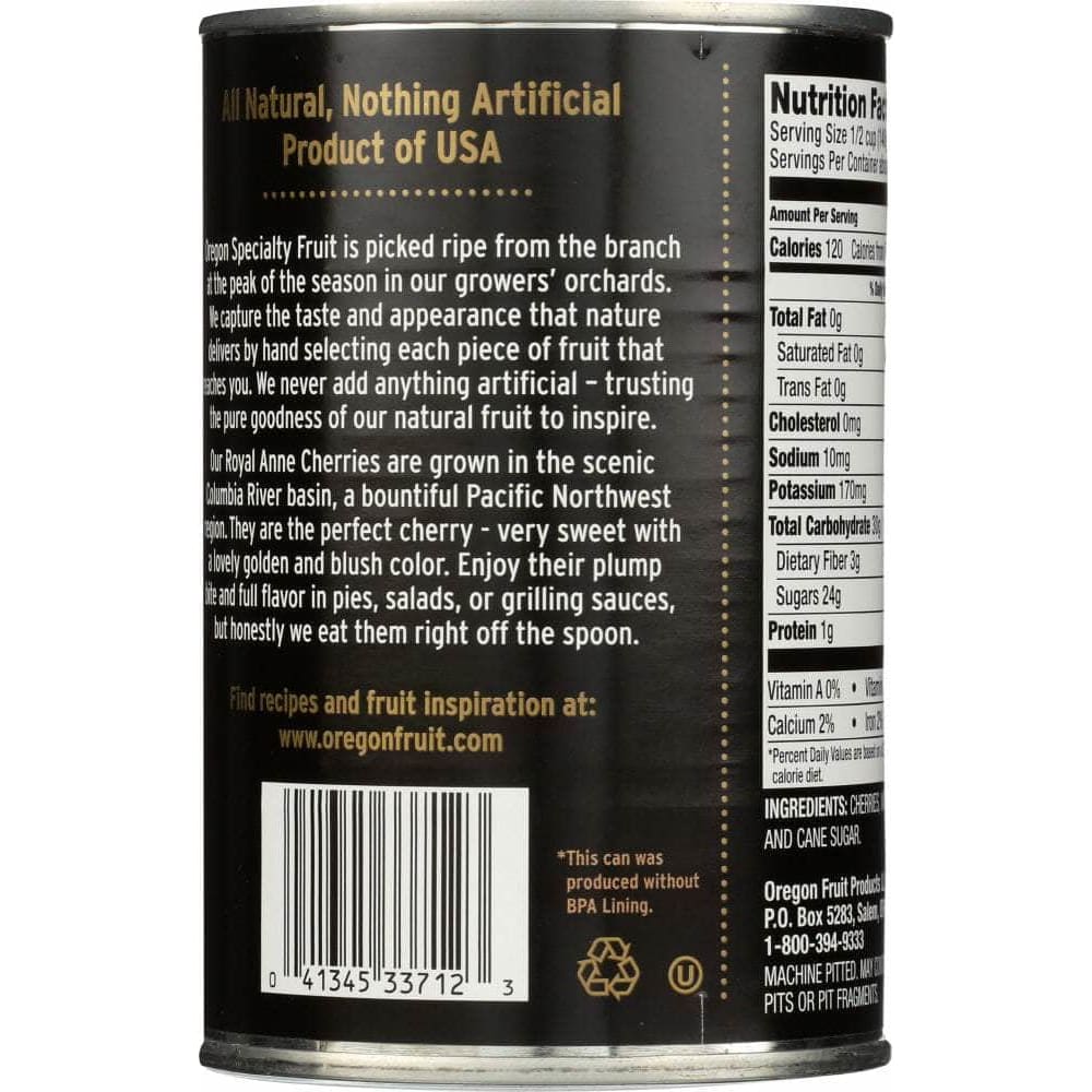 Oregon Specialty Fruit Oregon Light Sweet Cherries in Heavy Syrup, 15 oz